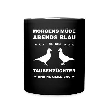 Taubenzüchter Geschenk Taubenliebhaber Tauben - Tasse einfarbig - Schwarz - Vorne