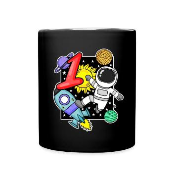 1 an astronaute garçon 1er anniversaire cadeau - Mug uni - noir - Devant