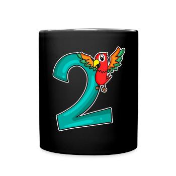 2nd birthday - 2 years old - parrot motif - Full Colour Mug - black - Front