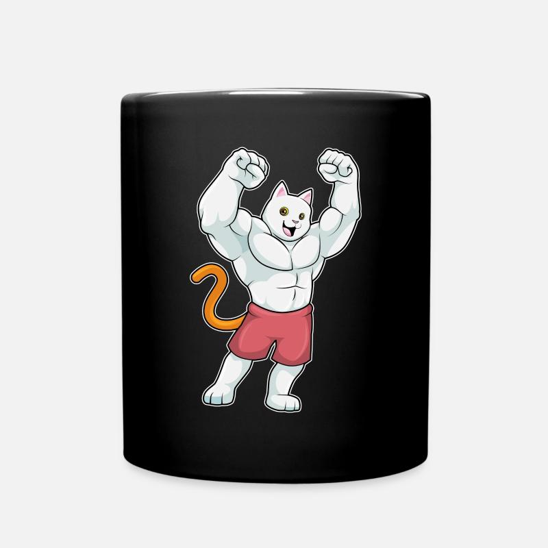 Katze Bodybuilder Bodybuilding Sport - Tasse einfarbig - Schwarz