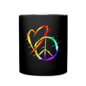 Love and Peace Colorful Human LGBTQ - Full Colour Mug - black - Front