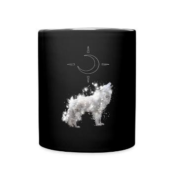 Wolf's Kunst mit Halbmond - Tasse einfarbig - Schwarz - Vorne