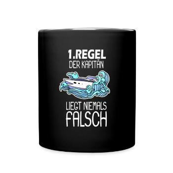 Kapitän 1 Regel - Tasse einfarbig - Schwarz - Vorne