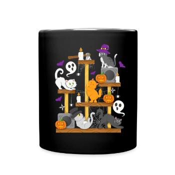 Halloween Katzen Halloween-Kostüm - Tasse einfarbig - Schwarz - Vorne