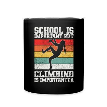 Kletterin Kletterer Bouldern - Tasse einfarbig - Schwarz - Vorne