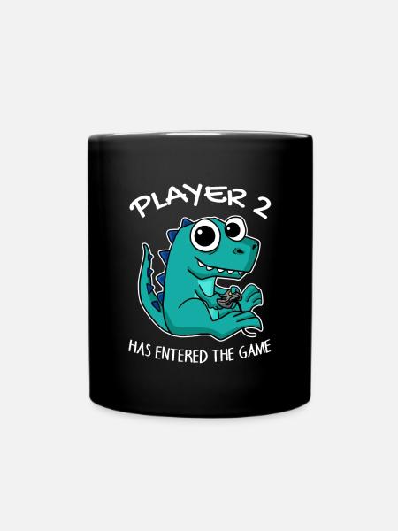 Deuxième bébé joueur 2 bébé dinosaure enceinte - Mug uni - noir