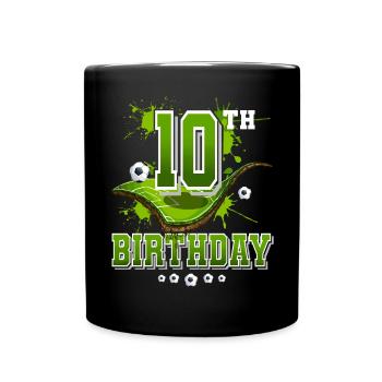 10th Birthday Football - Full Colour Mug - black - Front