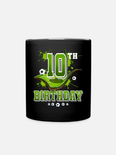10. Geburtstag Fußball - Tasse einfarbig - Schwarz