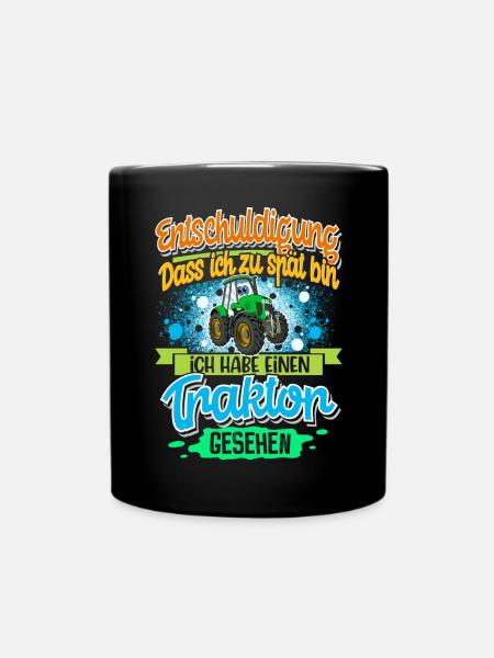 Traktor Lustiger Spruch Kinder - Tasse einfarbig - Schwarz