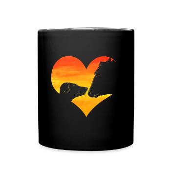 Cow and dog in the heart love animals vegans - Full Colour Mug - black - Front