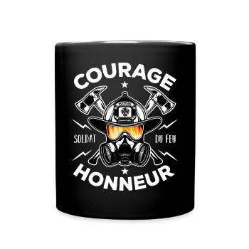 Soldat du feu Courage Honneur Cadeau Pompier - Mug uni - noir - Devant