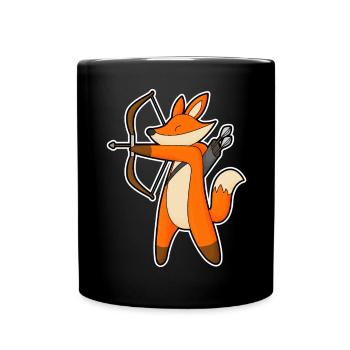 Fuchs Bogenschütze Pfeil Bogen - Tasse einfarbig - Schwarz - Vorne