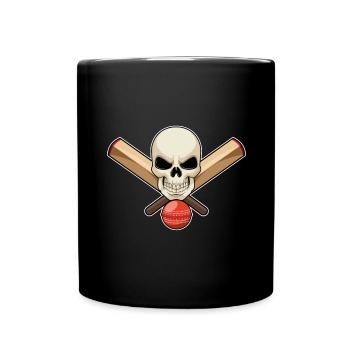 Skull Cricket Cricket Bat - Full Colour Mug - black - Front