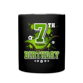 7. Geburtstag Fußball Kinder - Tasse einfarbig - Schwarz - Vorne