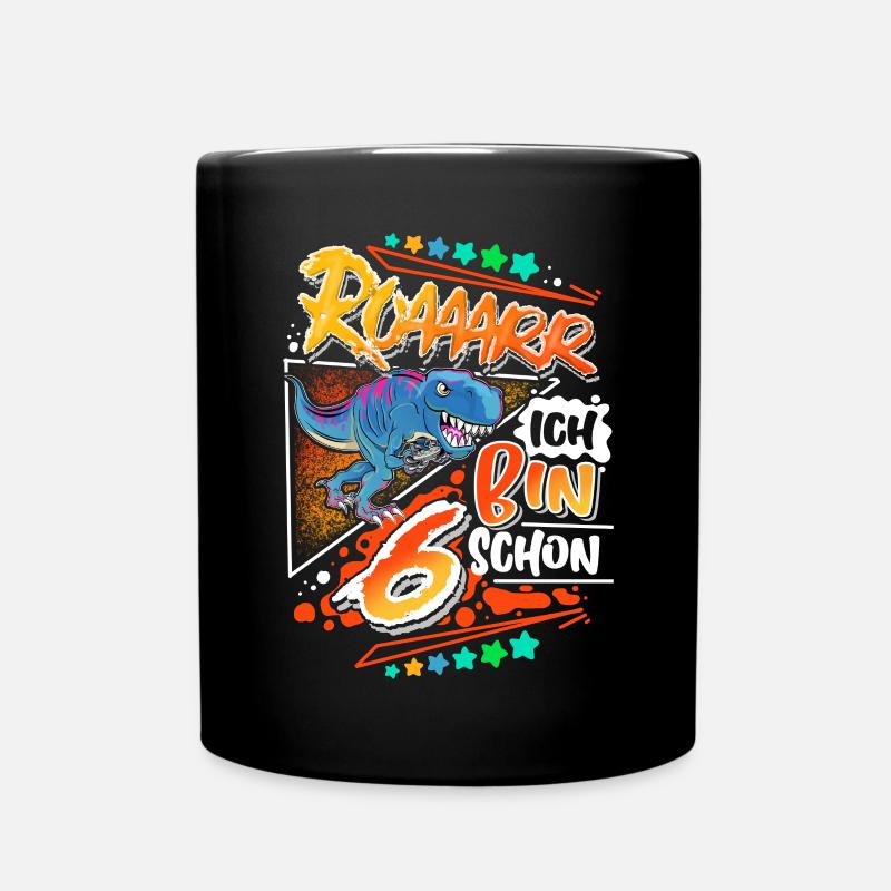 6. Kindergeburtstag Dino Dinosaurier - Tasse einfarbig - Schwarz