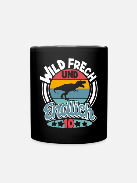 10. Jahre Kindergeburtstag Dino Dinosaurier - Tasse einfarbig - Schwarz