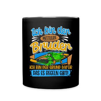 Mähdrescher Mittlerer Bruder - Tasse einfarbig - Schwarz - Vorne