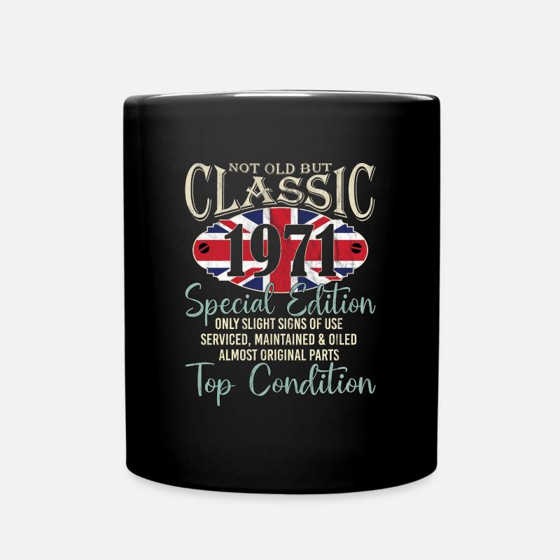 Not Old, But Classic British Union Jack, - Full Colour Mug - black