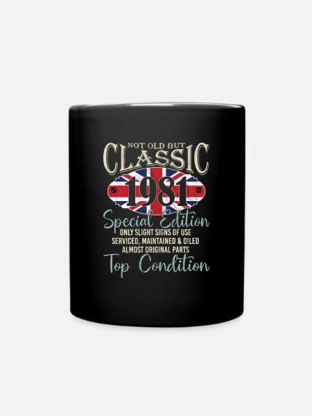 Not Old, But Classic British Union Jack, - Full Colour Mug - black