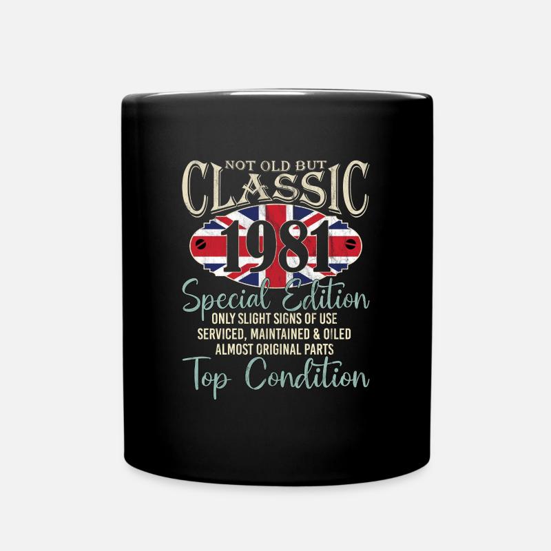 Not Old, But Classic British Union Jack, - Full Colour Mug - black