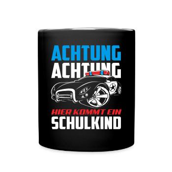 Polizei Polizist 1. Klasse Einschulung Geschenk - Tasse einfarbig - Schwarz - Vorne