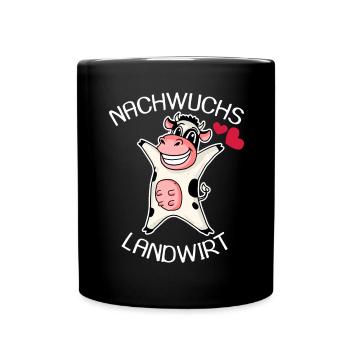 Nachwuchs Landwirt Kuh Geschenk - Tasse einfarbig - Schwarz - Vorne