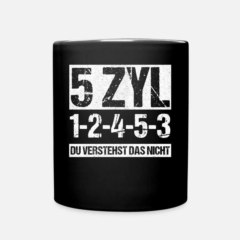 5 Zylinder Autoliebhaber Geschenk - Tasse einfarbig - Schwarz