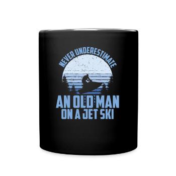Never Underestimate An Old Man On A Jet Ski - Full Colour Mug - black - Front