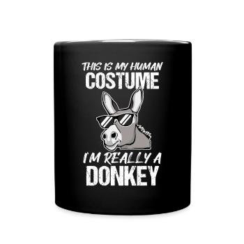 Esel Halloween Kostüm Geschenk Lustiger Spruch - Tasse einfarbig - Schwarz - Vorne