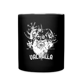 Bearded Viking skull in white - Full Colour Mug - black - Front