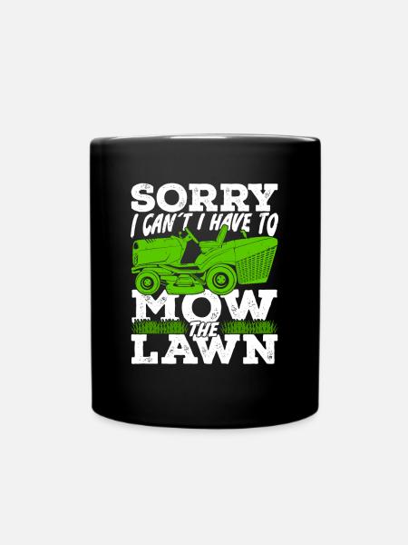 Lawn Mower Lawn Mowing Garden Gardener Gift - Full Colour Mug - black