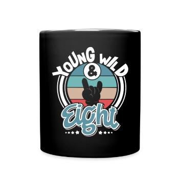 8. Geburtstag Young Wild And Eight - Tasse einfarbig - Schwarz - Vorne