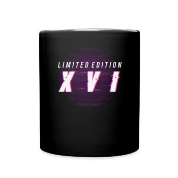 16 Jahre Glitched Limited Edition Römische Zahlen - Tasse einfarbig - Schwarz - Vorne