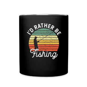 I'd rather be fishing | Vintage Angler Gift - Full Colour Mug - black - Front