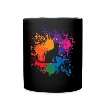 LGBT Regenbogen Schwul Gay Lesbisch katze Pride - Tasse einfarbig - Schwarz - Vorne