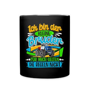 Kleiner Bruder Monstertruck - Tasse einfarbig - Schwarz - Vorne
