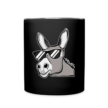 Esel Mit Sonnenbrille Hausesel Farm Tiere Geschenk - Tasse einfarbig - Schwarz - Vorne
