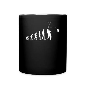Angler Mit Angelrute Fischer Evolution Geschenk - Tasse einfarbig - Schwarz - Vorne