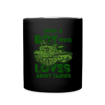 Just A Boy Who Loves Army Tanks Tank Lovers - Full Colour Mug - black - Front