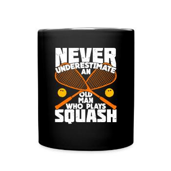 Squash joueur de squash vieux homme grand-père cadeau - Mug uni - noir - Devant