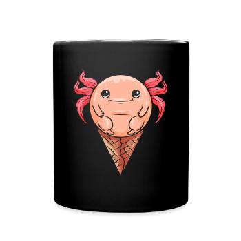 Kawaii-Eiscreme Mit Albino-Axalotl - Tasse einfarbig - Schwarz - Vorne