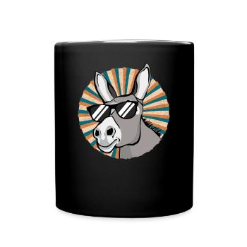 Esel Mit Sonnenbrille Hausesel Retro Geschenk - Tasse einfarbig - Schwarz - Vorne