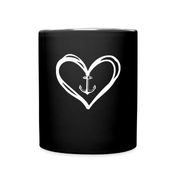 Anker Herz Moin - Tasse einfarbig - Schwarz - Vorne