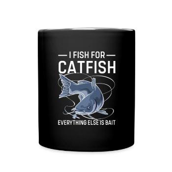 Lustiges Angelzitat Ich fische nach Wels - Tasse einfarbig - Schwarz - Vorne