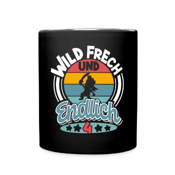 4. Geburtstag Piraten Pirat Kinder - Tasse einfarbig - Schwarz - Vorne