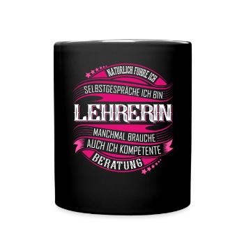 Lehrerin - Tasse einfarbig - Schwarz - Vorne