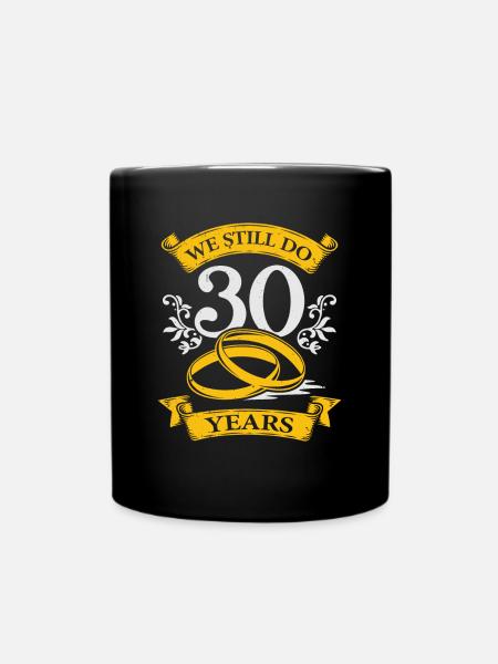 Ehepaar Jubiläum 30. Hochzeitstag Geschenk - Tasse einfarbig - Schwarz