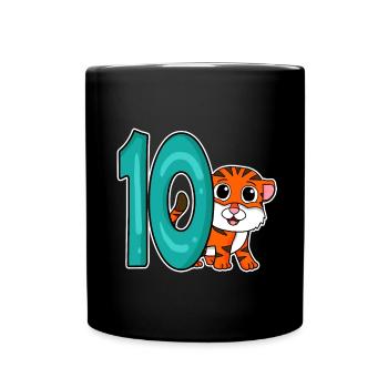 10 Jahre alt - 10. Geburtstag - Kindergeburtstag - Tasse einfarbig - Schwarz - Vorne