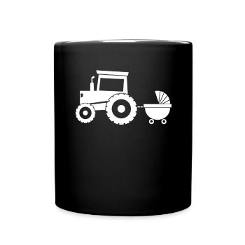 Tractor with baby cart - Full Colour Mug - black - Front
