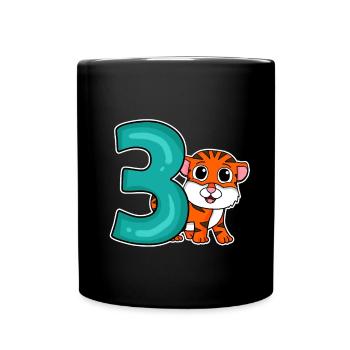 3 Jahre alt - 3. Geburtstag - Kindergeburtstag - Tasse einfarbig - Schwarz - Vorne